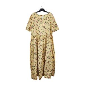 Kade Collection Vintage Women's Plus 100% Cotton Floral Button Front Maxi Dress